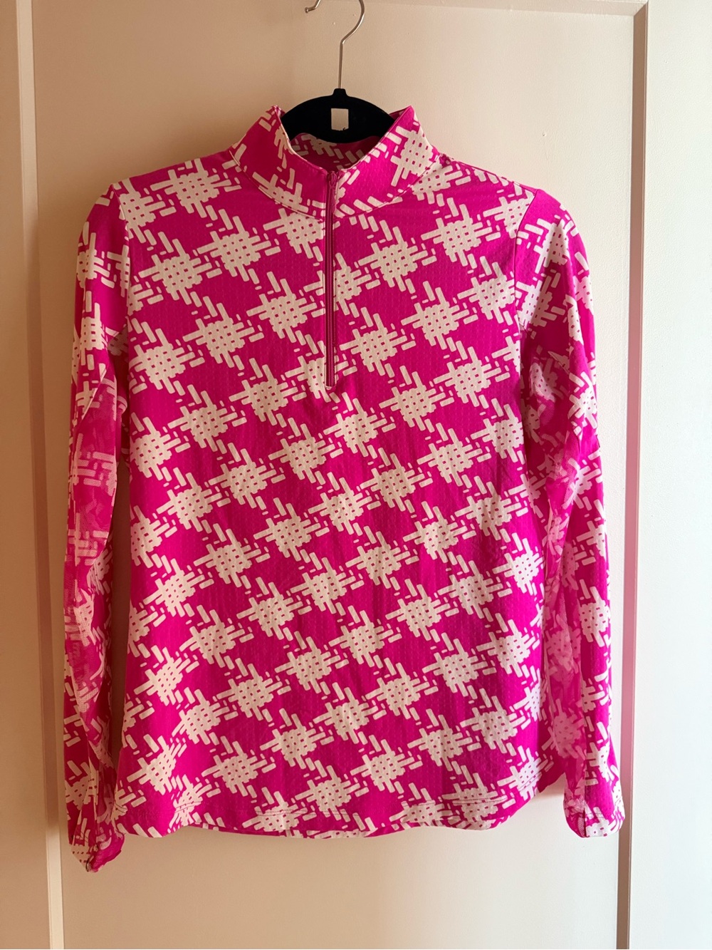 IBKUL mock neck quarter zip long sleeve top